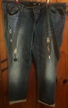 Torrid Premium Denim Boyfriend Fit jeans Distressed ankle cuff size 26